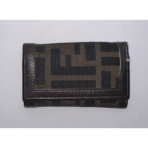 Authentic FENDI Zucca FF Canvas Key Holder Case Vintage Brown Italy